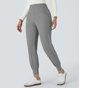 Halara High Waisted Plain Pocket Pull On Casual Joggers Gray L Large Tall New